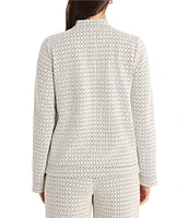 NIC + ZOE Subtle Swirl Stand Collar Split Neck Long Sleeve Top
