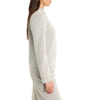 NIC + ZOE Subtle Swirl Stand Collar Split Neck Long Sleeve Top