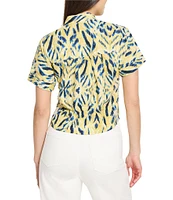 NIC + ZOE Sunny Skies Stand Collar Short Sleeve Button Front Shirt