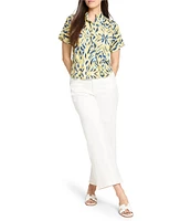 NIC + ZOE Sunny Skies Stand Collar Short Sleeve Button Front Shirt