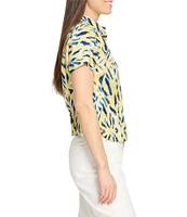 NIC + ZOE Sunny Skies Stand Collar Short Sleeve Button Front Shirt