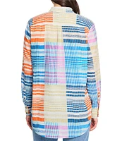NIC + ZOE Sunset Stripe Point Collar Long Sleeve Boyfriend Shirt