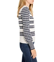 NIC + ZOE Sweater Pattern Waffle Stitch Crew Neck Long Sleeve Sweater