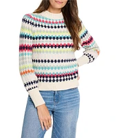 NIC + ZOE Sweater Pattern Waffle Stitch Crew Neck Long Sleeve Sweater