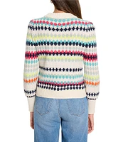 NIC + ZOE Sweater Pattern Waffle Stitch Crew Neck Long Sleeve Sweater