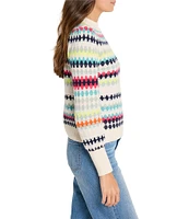 NIC + ZOE Sweater Pattern Waffle Stitch Crew Neck Long Sleeve Sweater