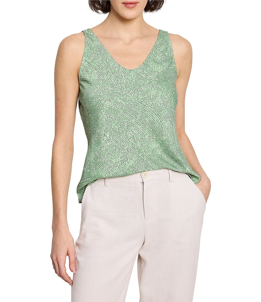 NIC + ZOE Swirling Sands Woven V-Neck Sleeveless Tank