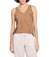 NIC + ZOE Swirling Sands Woven V-Neck Sleeveless Tank