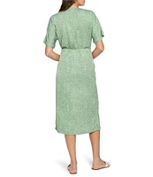 NIC + ZOE Swirling Sands Wren V-Neck Short Sleeve Wrap Dress