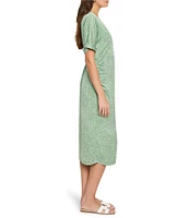 NIC + ZOE Swirling Sands Wren V-Neck Short Sleeve Wrap Dress