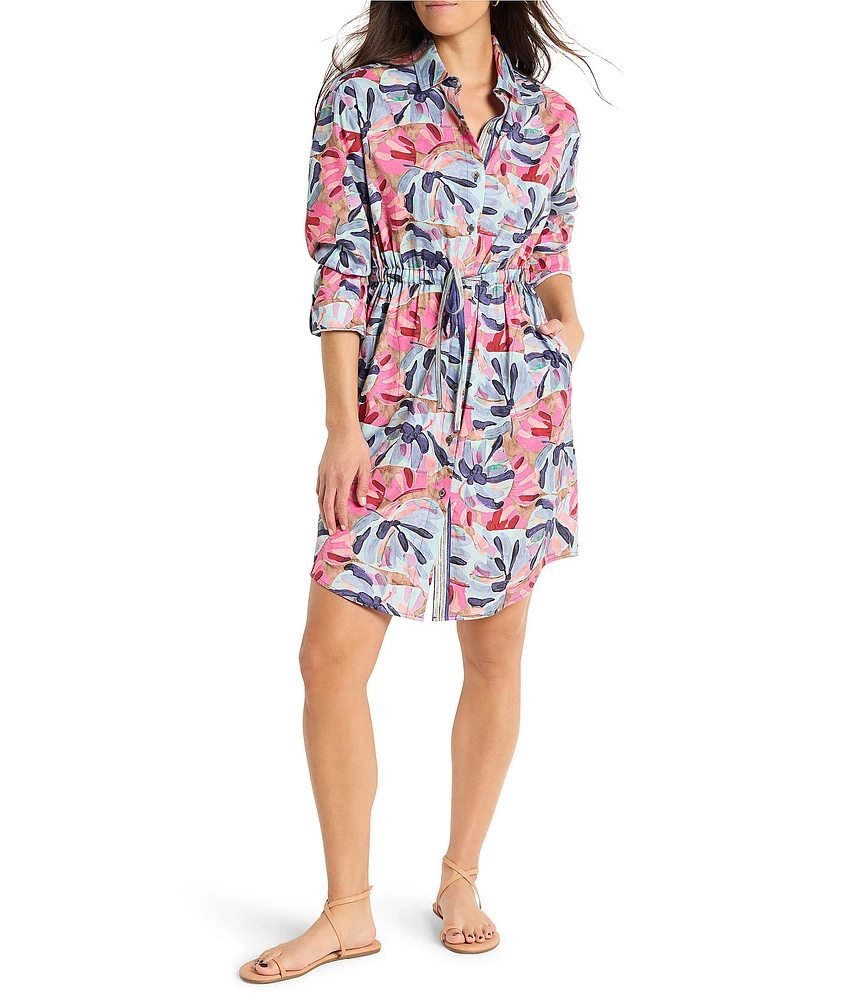 NIC + ZOE Syd Firework Foliage Collar Neck Long Sleeve Shirt Dress
