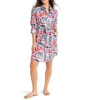 NIC + ZOE Syd Firework Foliage Collar Neck Long Sleeve Shirt Dress