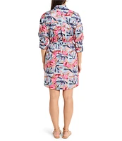 NIC + ZOE Syd Firework Foliage Collar Neck Long Sleeve Shirt Dress