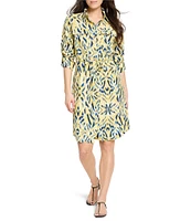 NIC + ZOE Sydney Sunny Skies Point Collar Long Sleeve Tie Waist Dress