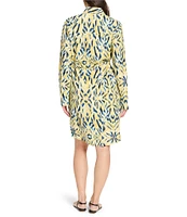NIC + ZOE Sydney Sunny Skies Point Collar Long Sleeve Tie Waist Dress