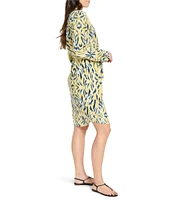 NIC + ZOE Sydney Sunny Skies Point Collar Long Sleeve Tie Waist Dress