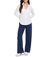 NIC + ZOE Tech Stretch Collar Neck Long Sleeve Snap Front Shirt