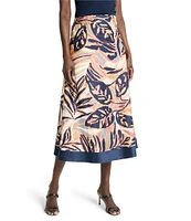 NIC + ZOE Terracotta Tropical Garden Print A-Line Midi Skirt