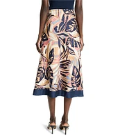 NIC + ZOE Terracotta Tropical Garden Print A-Line Midi Skirt