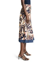 NIC + ZOE Terracotta Tropical Garden Print A-Line Midi Skirt