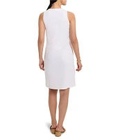NIC + ZOE Textured Knit V-Neck Sleeveless Button Side Dress