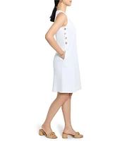 NIC + ZOE Textured Knit V-Neck Sleeveless Button Side Dress