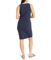 NIC + ZOE Textured Knit V-Neck Sleeveless Button Side Dress
