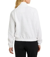 NIC + ZOE Textured Stripe Stand Collar Long Sleeve Zip Front Jacket