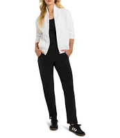 NIC + ZOE Textured Stripe Stand Collar Long Sleeve Zip Front Jacket