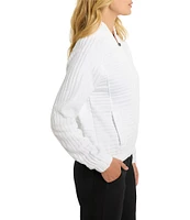 NIC + ZOE Textured Stripe Stand Collar Long Sleeve Zip Front Jacket