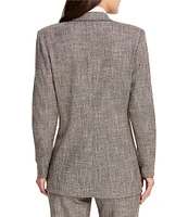 NIC + ZOE Tweed Notch Lapel Collar Long Sleeve Pocketed Button Front Boyfriend Blazer