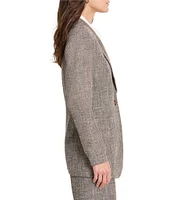 NIC + ZOE Tweed Notch Lapel Collar Long Sleeve Pocketed Button Front Boyfriend Blazer