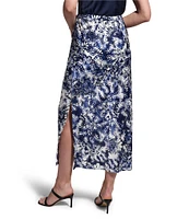NIC + ZOE Twilight Blooms Stretch High Rise Silk Slip Skirt