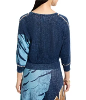NIC + ZOE Twilight Front Easy Knit V-Neck 3/4 Sleeve Top