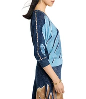 NIC + ZOE Twilight Front Easy Knit V-Neck 3/4 Sleeve Top