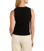 NIC + ZOE V-Neck Button Front Sleeveless Sweater Vest