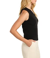 NIC + ZOE V-Neck Button Front Sleeveless Sweater Vest