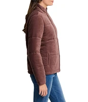 NIC + ZOE Velvet Stand Collar Long Sleeve Puffer Jacket