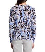 NIC + ZOE Washed Chevron Round Neck Long Sleeve Sweater