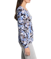 NIC + ZOE Washed Chevron Round Neck Long Sleeve Sweater