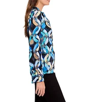 NIC + ZOE Wave Links Tie Split V-Neck Long Sleeve Tiered Cuff Top