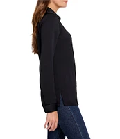 NIC + ZOE Woven Point Collar V-Neck Long Sleeve Button Front Shirt