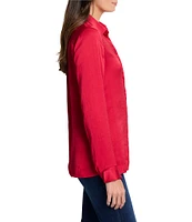 NIC + ZOE Woven Point Collar V-Neck Long Sleeve Button Front Shirt