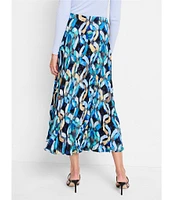 NIC + ZOE Woven Wave Links Mid Rise A-Line Midi Skirt