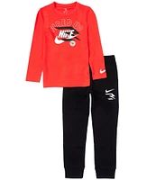 Nike 3BRAND By Russell Wilson Big Boys 8-20 Long Sleeve Fired Up Fleece Pullover T-Shirt & Jogger Pants Set