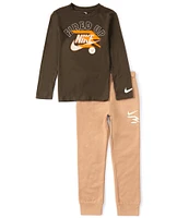 Nike 3BRAND By Russell Wilson Big Boys 8-20 Long Sleeve Fired Up Fleece Pullover T-Shirt & Jogger Pants Set