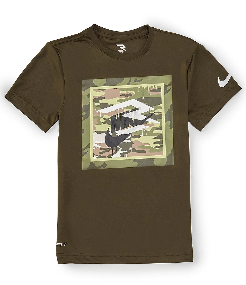 Nike 3BRAND By Russell Wilson Big Boys 8-20 Short Sleeve Camo Box Logo T-Shirt