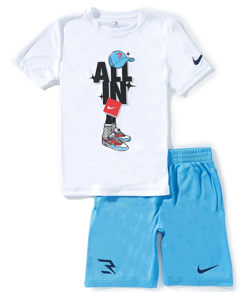 Nike 3Brand By Russell Wilson Big Boys 8-20 Short Sleeve Dri-Fit #double;All In#double; T-Shirt & Coordinating Short 2-Piece Set