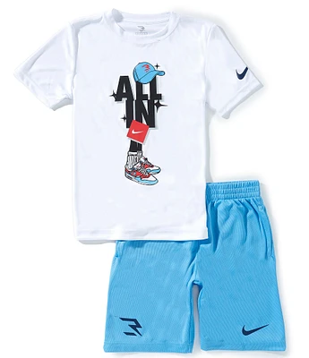 Nike 3Brand By Russell Wilson Big Boys 8-20 Short Sleeve Dri-Fit #double;All In#double; T-Shirt & Coordinating Short 2-Piece Set