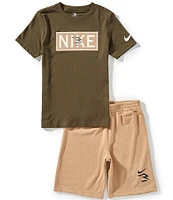 Nike 3BRAND by Russell Wilson Big Boys 8-20 Short-Sleeve Plate Logo Knit T-Shirt & Solid French Terry Shorts Set